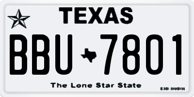 TX license plate BBU7801