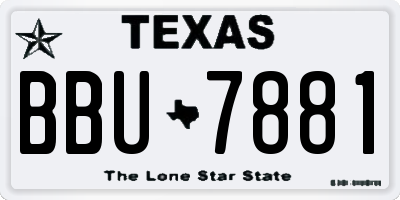 TX license plate BBU7881