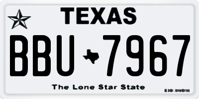 TX license plate BBU7967