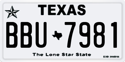 TX license plate BBU7981