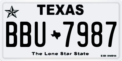 TX license plate BBU7987