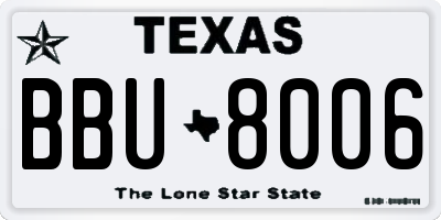 TX license plate BBU8006