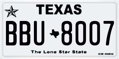 TX license plate BBU8007