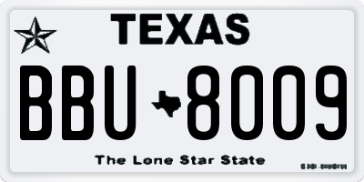 TX license plate BBU8009