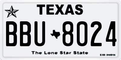 TX license plate BBU8024
