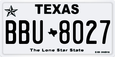 TX license plate BBU8027