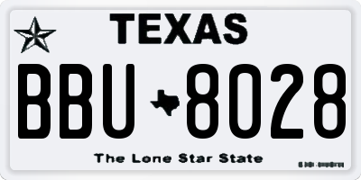TX license plate BBU8028