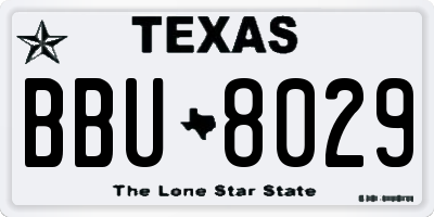 TX license plate BBU8029