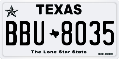 TX license plate BBU8035
