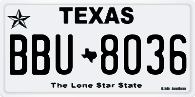 TX license plate BBU8036