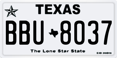 TX license plate BBU8037