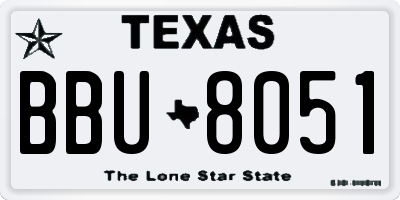 TX license plate BBU8051