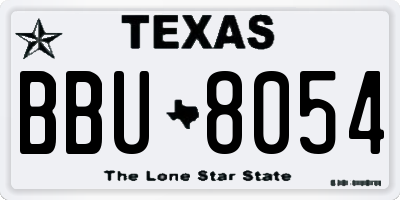 TX license plate BBU8054