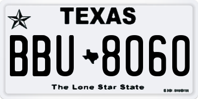 TX license plate BBU8060