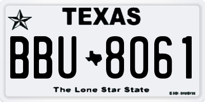 TX license plate BBU8061