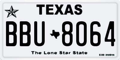 TX license plate BBU8064