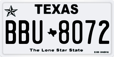 TX license plate BBU8072