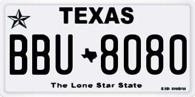 TX license plate BBU8080