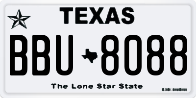 TX license plate BBU8088