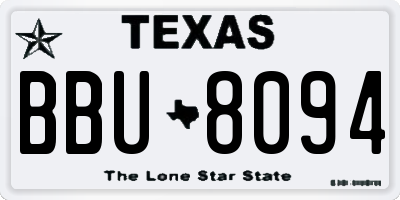 TX license plate BBU8094