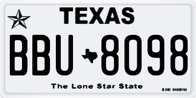 TX license plate BBU8098