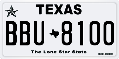 TX license plate BBU8100