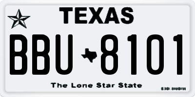 TX license plate BBU8101