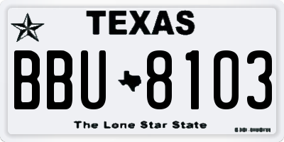 TX license plate BBU8103