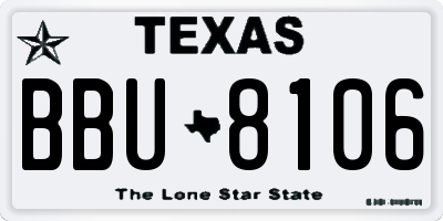 TX license plate BBU8106