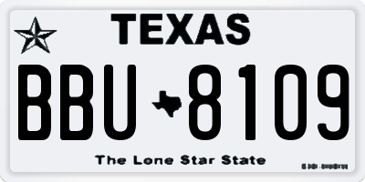 TX license plate BBU8109