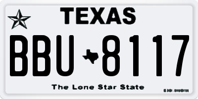 TX license plate BBU8117