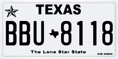 TX license plate BBU8118