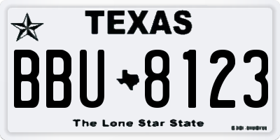 TX license plate BBU8123
