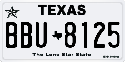 TX license plate BBU8125