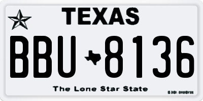 TX license plate BBU8136