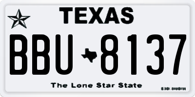 TX license plate BBU8137