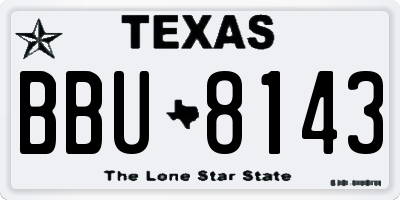 TX license plate BBU8143