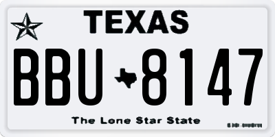 TX license plate BBU8147