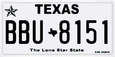 TX license plate BBU8151