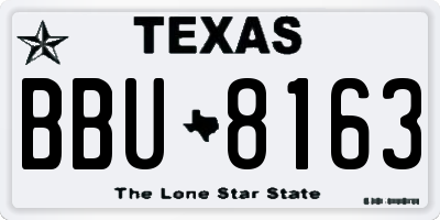 TX license plate BBU8163