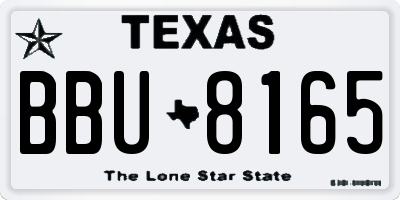 TX license plate BBU8165