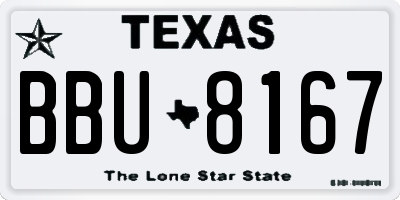 TX license plate BBU8167