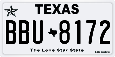 TX license plate BBU8172