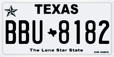 TX license plate BBU8182