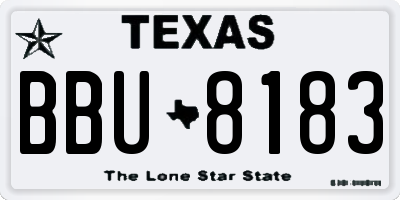 TX license plate BBU8183