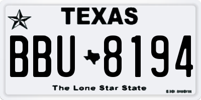 TX license plate BBU8194