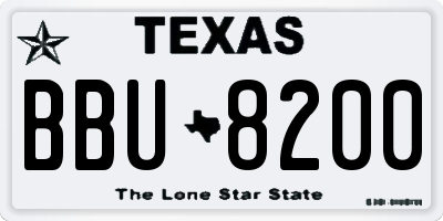 TX license plate BBU8200