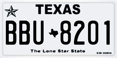 TX license plate BBU8201