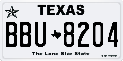 TX license plate BBU8204
