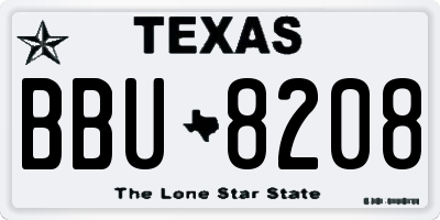 TX license plate BBU8208